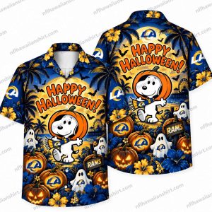 Los Angeles Rams Snoopy Pumpkin Hood Halloween Hawaiian Shirt