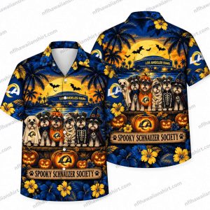 Los Angeles Rams Spooky Schnauzer Society Halloween Hawaiian Shirt