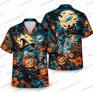 Miami Dolphins Dolphin Pumpkin Lagoon Halloween Hawaiian Shirt