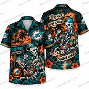 Miami Dolphins Skeleton Fan Buried Warmth Halloween Hawaiian Shirt