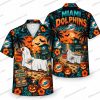 Miami Dolphins Skeleton Fan First Day Halloween Hawaiian Shirt Miami Dolphins Skeleton Fan First Day Halloween Hawaiian Shirt