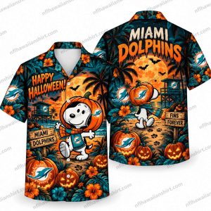 Miami Dolphins Snoopy Pumpkin Costume Walk Halloween Hawaiian Shirt