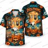 Miami Dolphins Skeleton Spooky Beach Club Halloween Hawaiian Shirt