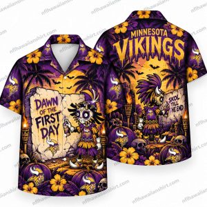 Minnesota Vikings Dawn of the First Day Halloween Hawaiian Shirt