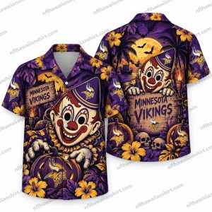 Minnesota Vikings Evil Clown Pumpkin Night Halloween Hawaiian Shirt