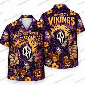 Minnesota Vikings Ghostface Favorite Scary Movie Halloween Hawaiian Shirt
