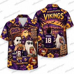 Minnesota Vikings Michael Myers Football Food Fan Halloween Hawaiian Shirt