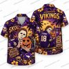 Minnesota Vikings Skeleton Good Vibes Halloween Hawaiian Shirt