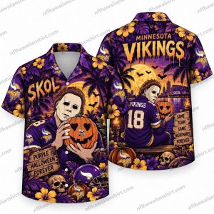 Minnesota Vikings Michael Myers Pumpkin Fan Halloween Hawaiian Shirt