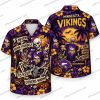 Minnesota Vikings Skeleton Number 18 Halloween Hawaiian Shirt Minnesota Vikings Skeleton Number 18 Halloween Hawaiian Shirt