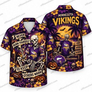Minnesota Vikings Skeleton Keep Others Warm Halloween Hawaiian Shirt