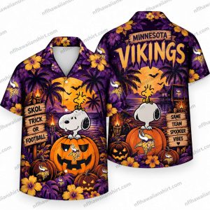 Minnesota Vikings Snoopy Pumpkin Football Halloween Hawaiian Shirt