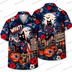 New England Patriots Black Cats Pumpkin Night Halloween Hawaiian Shirt