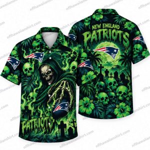 New England Patriots Green Reaper Graveyard Halloween Hawaiian Shirt