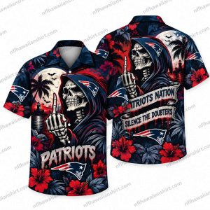 New England Patriots Grim Reaper Defiant Gesture Halloween Hawaiian Shirt
