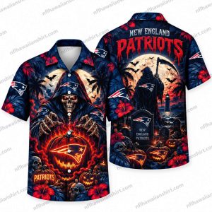 New England Patriots Grim Reaper Jack-o’-Lantern Halloween Hawaiian Shirt
