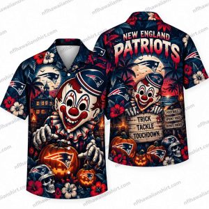 New England Patriots Horror Clown Football Halloween Hawaiian Shirt