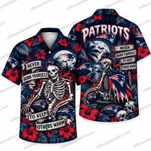 New England Patriots Skeleton Fan Dark Humor Halloween Hawaiian Shirt