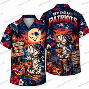 New England Patriots Snoopy Mummy Football Halloween Hawaiian Shirt