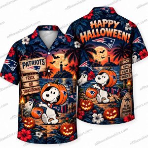 New England Patriots Snoopy Pumpkin Costume Halloween Hawaiian Shirt