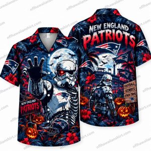 New England Patriots Undead Armored Trooper Moonlight Halloween Hawaiian Shirt New England Patriots Undead Armored Trooper Moonlight Halloween Hawaiian Shirt