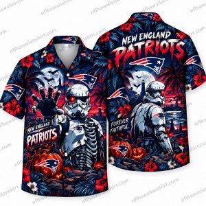 New England Patriots Undead Armored Trooper Moonlight Halloween Hawaiian Shirt