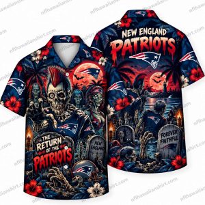 New England Patriots Zombie Patriots Graveyard Halloween Hawaiian Shirt