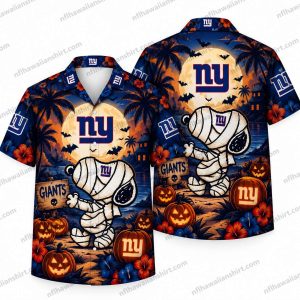 New York Giants Cartoon Mummy Pumpkin Night Halloween Hawaiian Shirt
