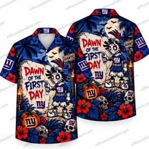New York Giants First Day Halloween Creature Floral Hawaiian Shirt