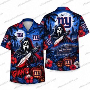 New York Giants Ghostface Knife Night Halloween Hawaiian Shirt