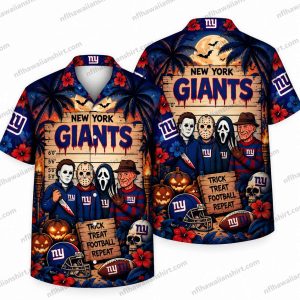 New York Giants Horror Icons Ensemble Halloween Hawaiian Shirt