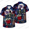 New York Giants Neon Green Reaper Skull Field Halloween Hawaiian Shirt