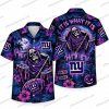 New York Giants Neon Green Reaper Skull Field Halloween Hawaiian Shirt
