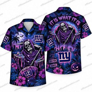 New York Giants Purple Reaper Statement Halloween Hawaiian Shirt