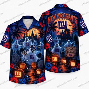 New York Giants Sheet Ghost Spooky Season Halloween Hawaiian Shirt