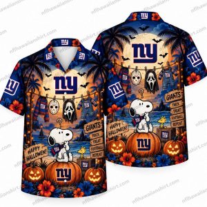 New York Giants Snoopy Mystery Masks Halloween Hawaiian Shirt