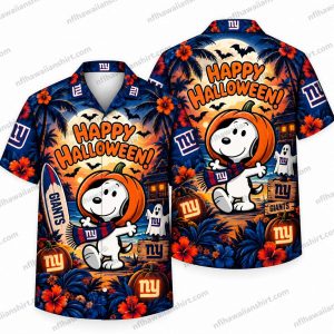 New York Giants Snoopy Pumpkin Costume Halloween Hawaiian Shirt