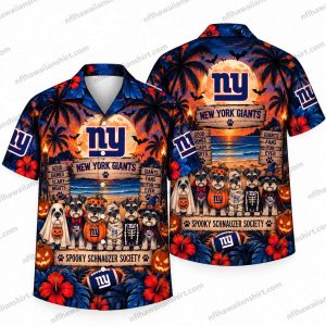 New York Giants Spooky Schnauzer Society Halloween Hawaiian Shirt