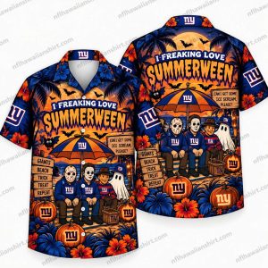 New York Giants Summerween Kids Ensemble Halloween Hawaiian Shirt