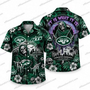 New York Jets Grim Reaper Dripping Stadium Halloween Hawaiian Shirt