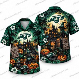 New York Jets Haunted Jets Stadium Pumpkins Halloween Hawaiian Shirt