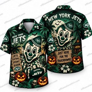 New York Jets Horror Clown Touchdown Night Halloween Hawaiian Shirt