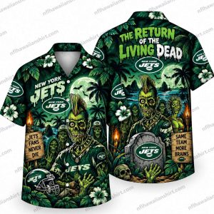 New York Jets Living Dead Jets Fan Halloween Hawaiian Shirt