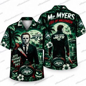 New York Jets Michael Myers Pumpkin Night Halloween Hawaiian Shirt