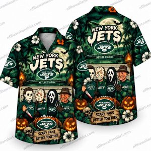 New York Jets Slasher Ensemble Scary Fans Halloween Hawaiian Shirt