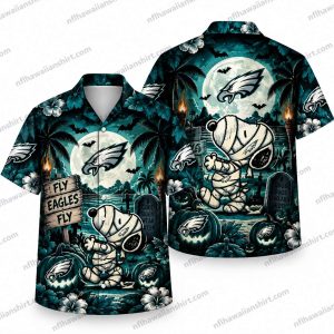 Philadelphia Eagles Cartoon Mummy Moonlight Halloween Hawaiian Shirt