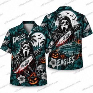 Philadelphia Eagles Ghostface Knife Night Halloween Hawaiian Shirt
