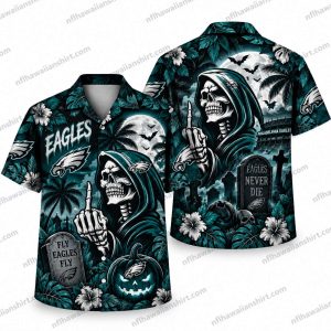 Philadelphia Eagles Grim Reaper Silence Halloween Hawaiian Shirt