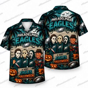 Philadelphia Eagles Horror Icons Ensemble Halloween Hawaiian Shirt