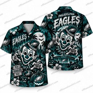 Philadelphia Eagles Killer Clown Halloween Hawaiian Shirt